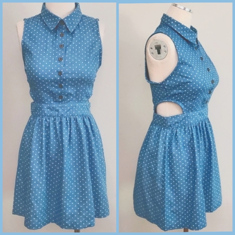 polka dot dress 90s mini cutout